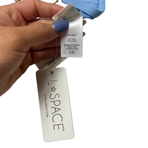 L*SPACE Finneas Bikini Top Aura Bubble Gum Triangle Layered Look Large NEW - Picture 7 of 9